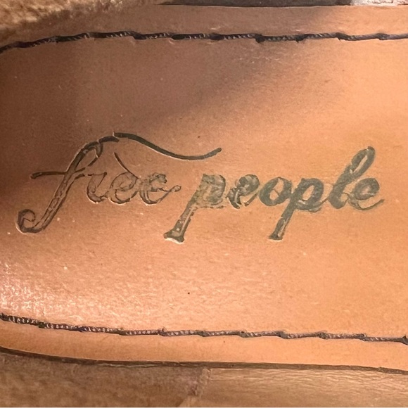 Free People Mont Blanc Gray Blue Leather Open Side Flat Boho Sandals Women’s 39 - Picture 15 of 15